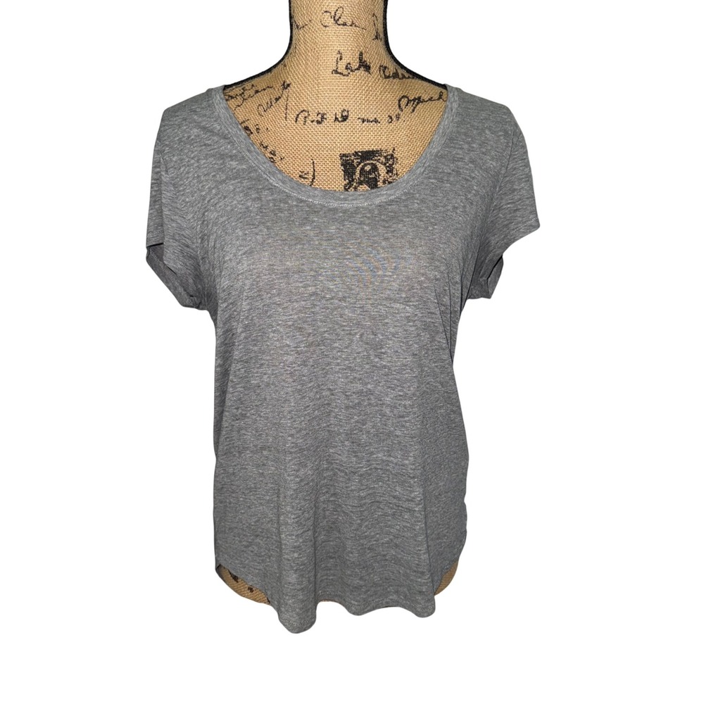 Prana T-Shirt Womens M Gray Hemp Blend Cozy Up Scoop Neck Short Sleeve Relaxed